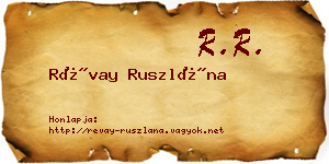 Révay Ruszlána névjegykártya